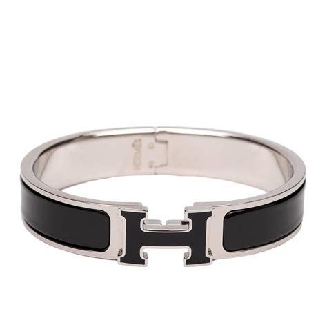 hermes enamel narrow clic clac h bracelet gm black|hermes clic clac price.